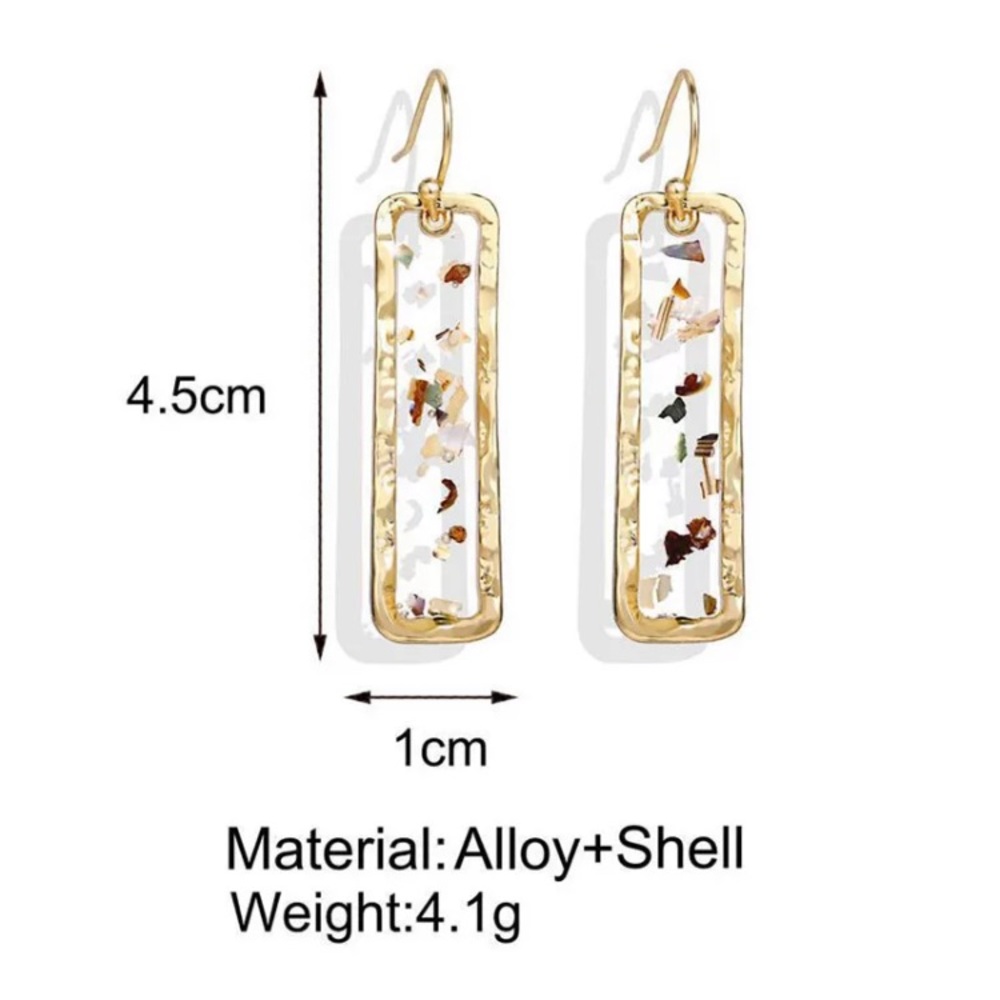 Gold Acrylic Shell Drop Earrings - Picture 2 of 5